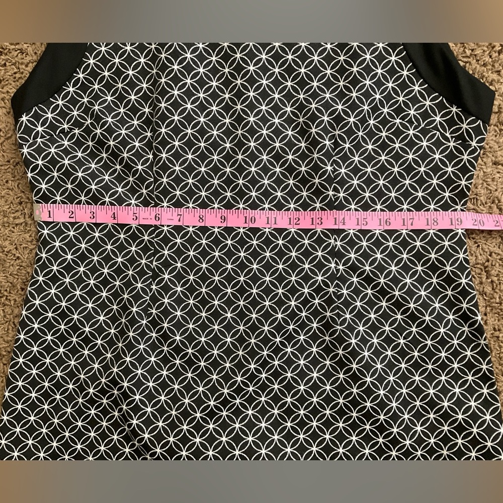 Fab 1960’s Inspired Mini Dress; Mod Geometric Design! Black & White Sleeveless - Picture 5 of 8
